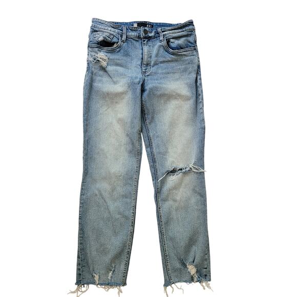 Kut from the Kloth Denim - Kut From The Kloth Size 8 Mom Jeans Rachael Light Wash Distressed Raw Hem